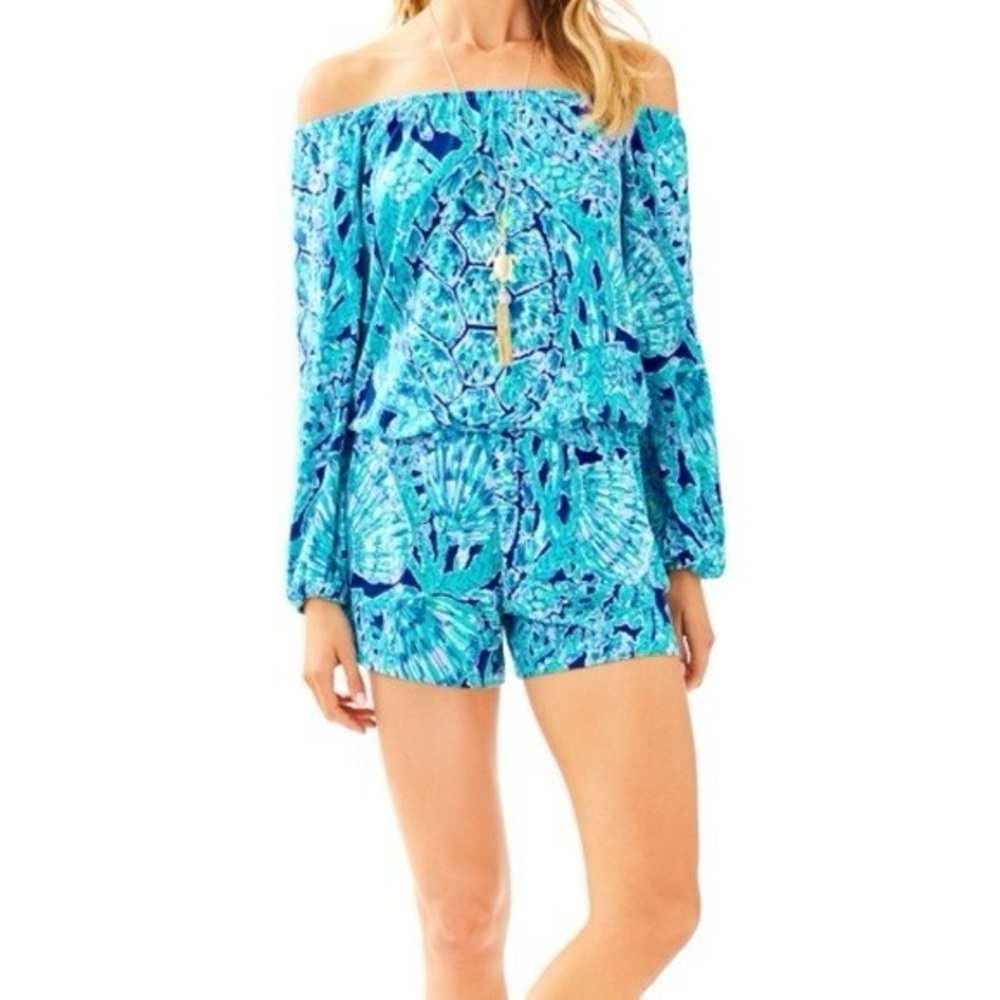 Lilly Pulitzer Lana Tortuga Time Romper Size Small